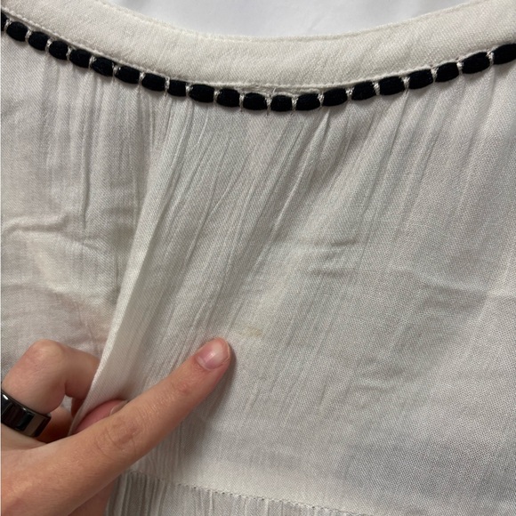 Free People White and Black Embroidered Button Up Boho Crochet Tunic - Picture 7 of 8